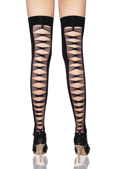 Free Shipping black knee-high socks empty thread stripe sexy stockings 7818 Fast Delivery Cheaper Price