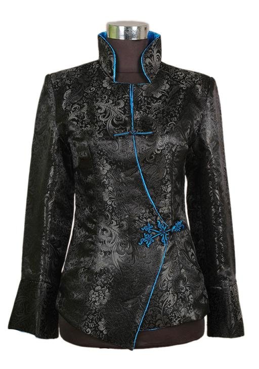 Free Shipping Black Ladies' Satin Polyester Jacket Coat Wholesale and retail Size S-XXL  J0010A
