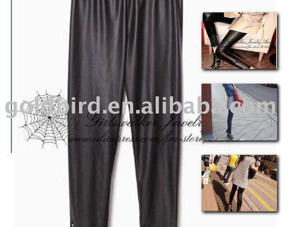 Free shipping black popular leather leggings, women's underpants/pants, sexy punk skinny pants