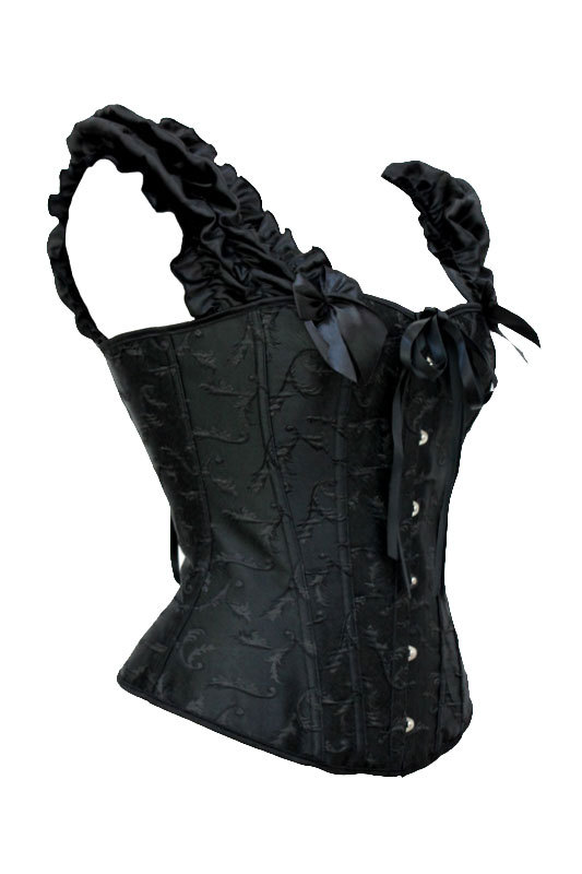Free shipping Black satin spiral steel boned lace up with shoulder stap bodyshaper S-2XL Factory supplier