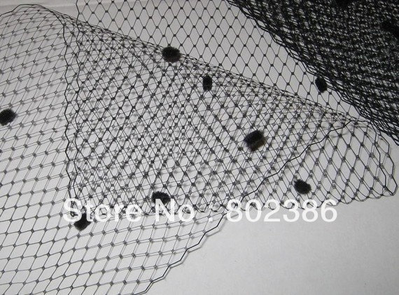 Free Shipping Black10 yards per lot Birdcage veil with dot 11" Width Russian Veiling Netting