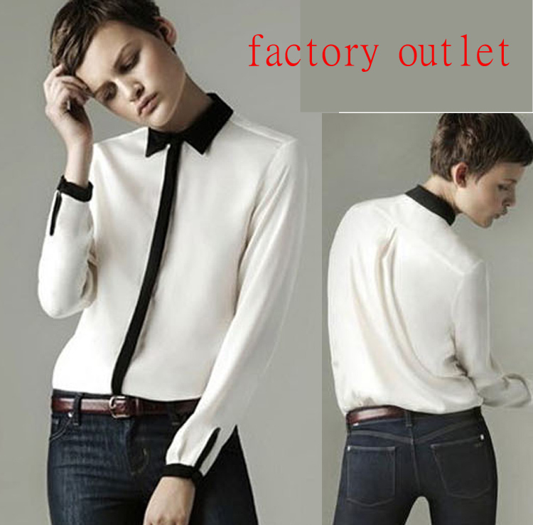 free shipping blouse new fashion 2013   long sleeve lady shirt brand shirt fashion contrast color shirts Wholesale &Retail