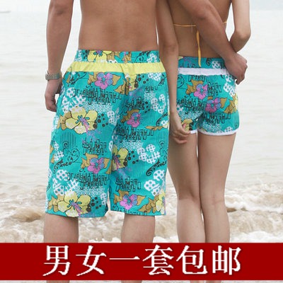 Free shipping Blue flower lovers beach pants set pants shorts quick-drying pants