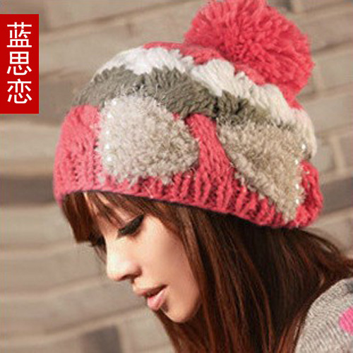 FREE SHIPPING Blue sphere knitted winter hat Women thermal autumn and winter knitted hat