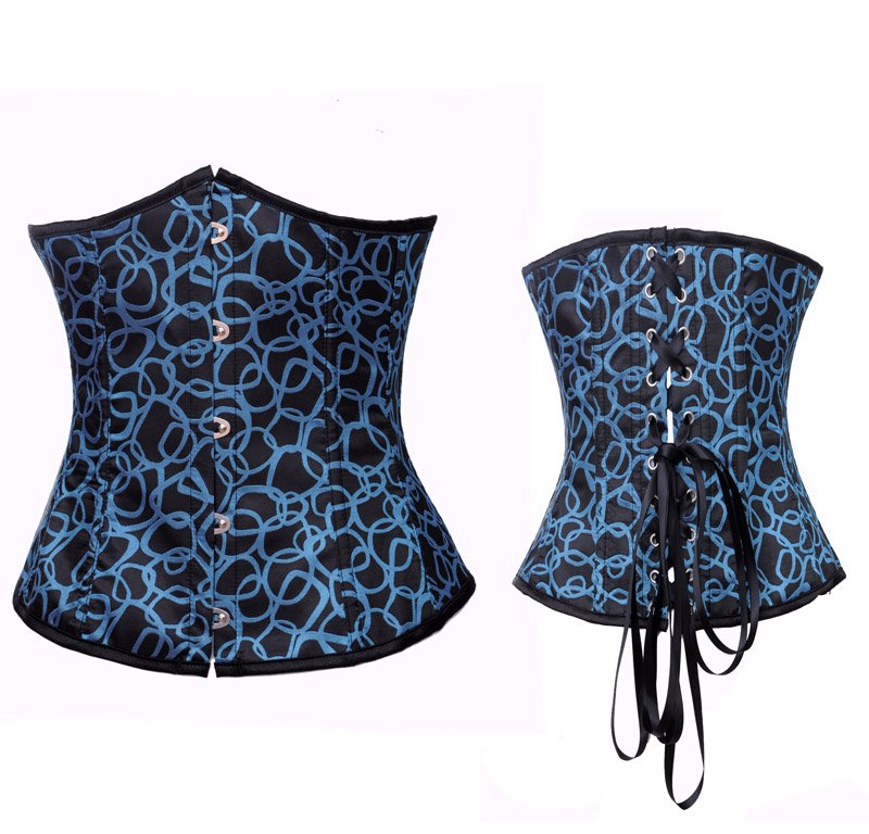 Free shipping blue tunic vest corset + G-string