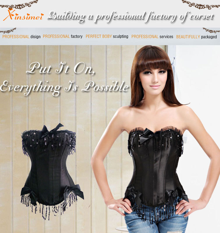 Free Shipping Body Shaping Corset  With Beads  (black/red/purple colours )