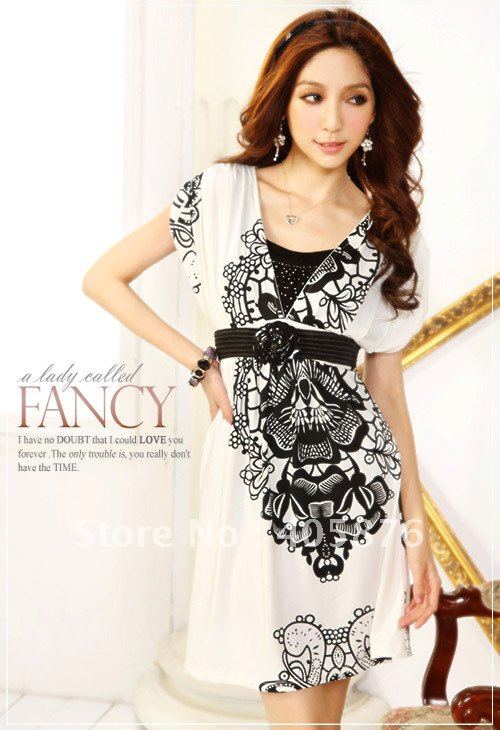 Free Shipping/Bohemian/deep V totem lady/restore ancient ways the waist short sleeve/dress