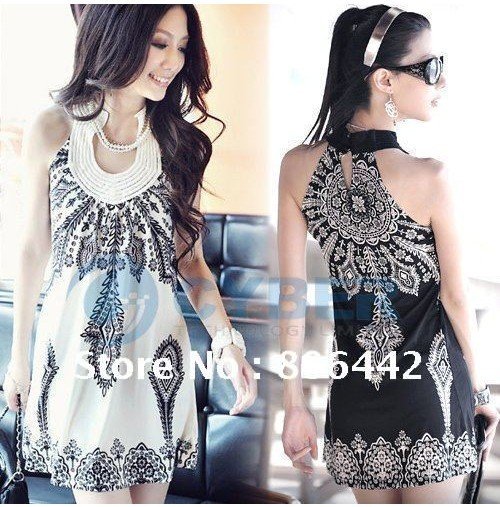 free shipping Bohemian retro totem sleeveless  ladies dress women's fashion dress women clothing(MOQ: 1pc) #590
