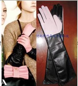 Free shipping Book new feeling parada Pink design black long leather gloves 118 limited