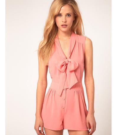 Free shipping Bow tie collar high waist sleeveless solid color chiffon jumpsuit skirt 3 color XS-XXL#Y409
