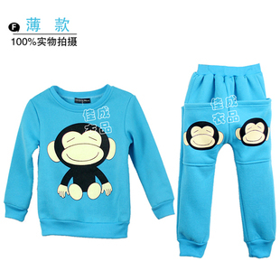 Free shipping boys and girls thick fleecy  monkey sweatshirt/thickened style