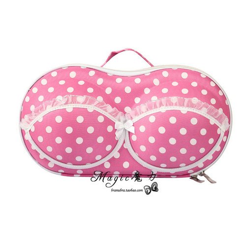 free shipping bra case underwear box big size bra box bra bag wholesale  mix order  dark pink with white dots 10 pcs a lot