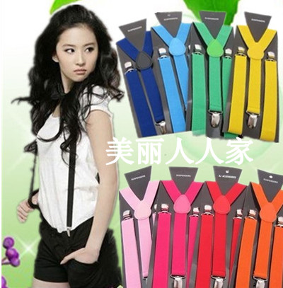 Free Shipping Braces Suspenders Women Men's Ladies Stretchy Adjust Clip-on Y-back Blace More Colours