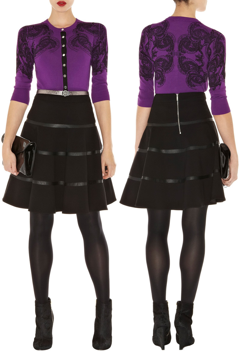 Free shipping brand lare and the leather Ponte roma full skirt SP077