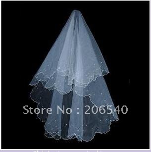 free shipping  brand new 1.3M Veil Crescent Edge Pearl veil wholesale Bridal headdress can mix order more than 60usd