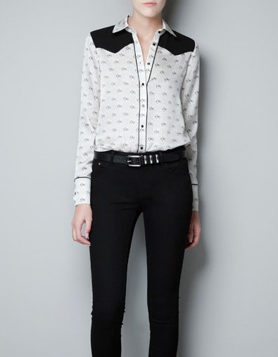 Free Shipping Brand New Chiffon Blouses For Women 2012 Fashion Shirts The Horse Printed Long Sleeve Shirt  Tops For Women