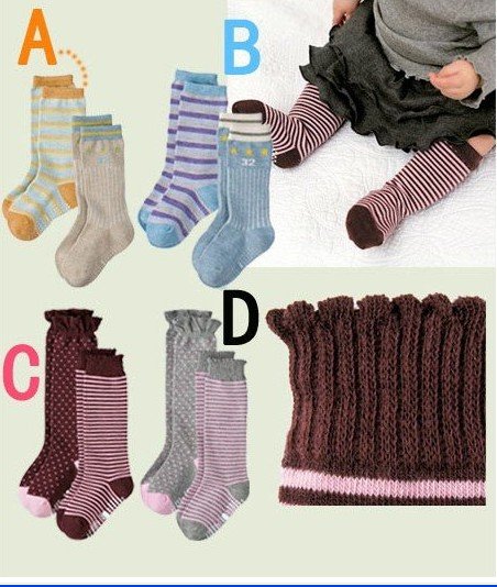 free shipping brand new COMBI In tube socks / pure cotton socks, children in the system / lace socks 2 pairs of groups