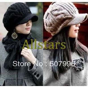 Free Shipping Brand New  Fashion Korean winter woolen yarn hats knitted cap for lady weave hats