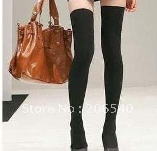 Free shipping  brand new SEXY BLACK KNIT THIGH KNEE HIGH SOCK LEGGING