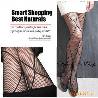 Free Shipping Brand New Sexy Tight Women Netted Pantynose Black Free Size Large Plaid