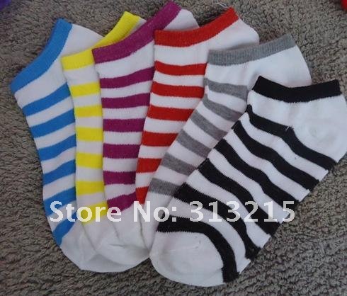 Free Shipping Brand Newest hot selling Classics stripe Boutique cotton socks/ladies' boat socks(300pairs/lot)