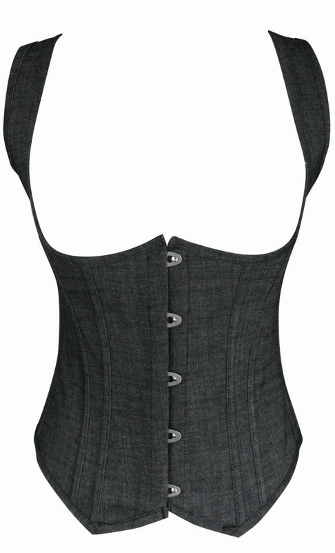 Free Shipping Breasted lacing gothic black royal vest no shoulder tape corselets 16a