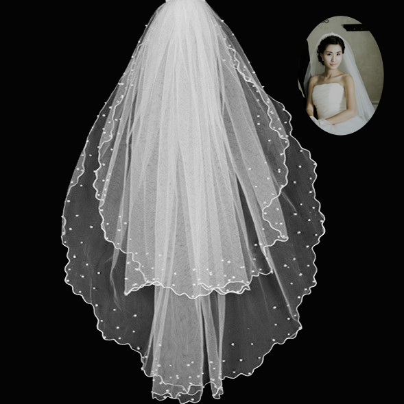 Free shipping Bridal veil crescendos pearl veil wedding dress veil wedding accessories veil hair accessory