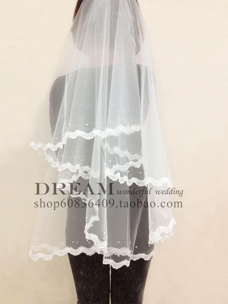 free shipping Bridal veil long design train lace decoration veil wedding dress gloves accessories veil