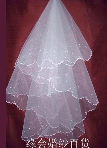 Free shipping Bridal veil , single tier crescendos beads 1.5 veil