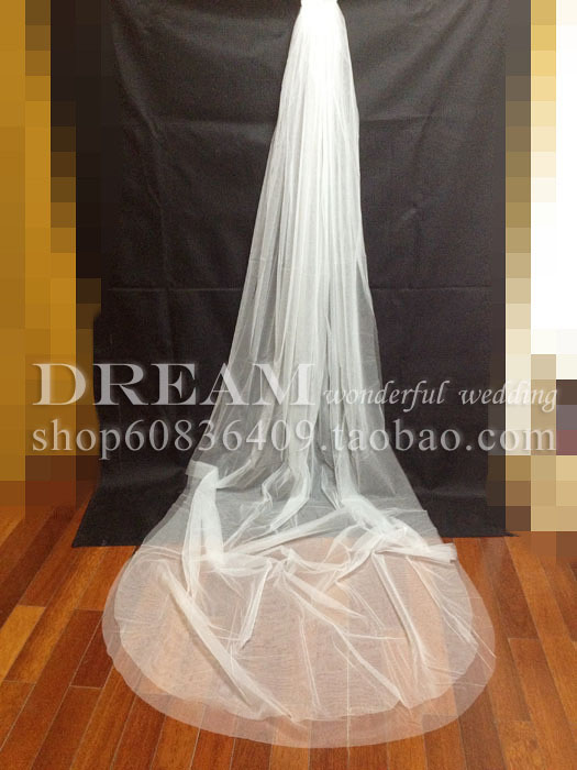 free shipping Bridal veil wedding dress veil married gloves accessories long design train 3 meters fashion paintless yarn