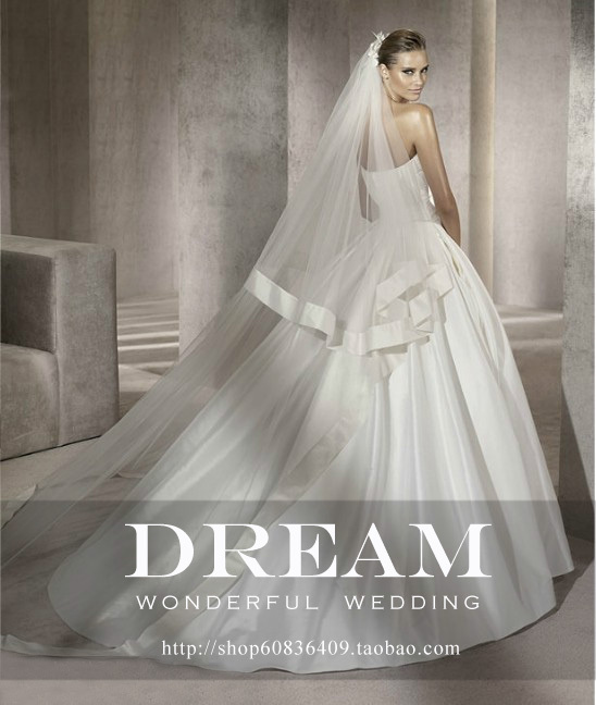 free shipping Bridal veil wedding dress veil married gloves accessories train long design multi-layer veil