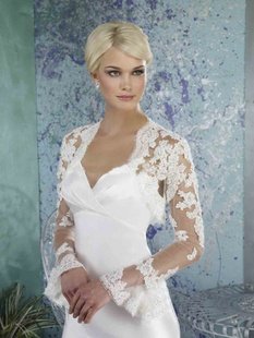 Free shipping Bride shawl Long-sleeved lace Wedding shawl  Bolero Jackets/Organza Bridal Jacket
