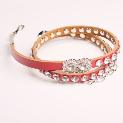 Free Shipping Brief all-match chiffon rhinestone decoration belt genuine leather fashion red female belly chain h383