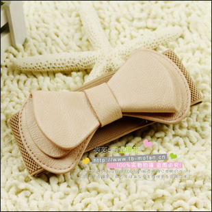 Free Shipping ! Brief  Leather Bow Women Elastic Waist Belt Decoration Belt