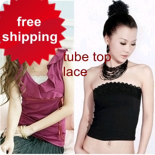 free shipping brief modal single face lace decoration top underwear tube top long design tube top