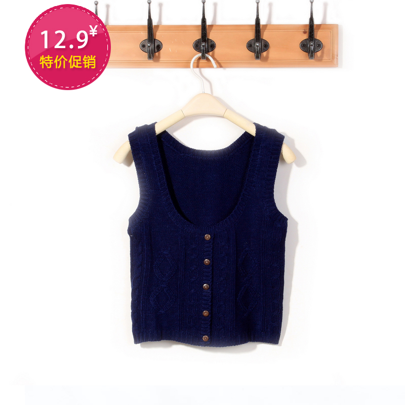 Free shipping Brief sleeveless vest design knitting woven pattern short design sweater f425a