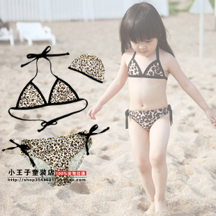 Free Shipping Bundle 2013 New Arrive Child Swimwear Female Child Leopard Print Bikini Little Princess Split Girl Swimwear WB02