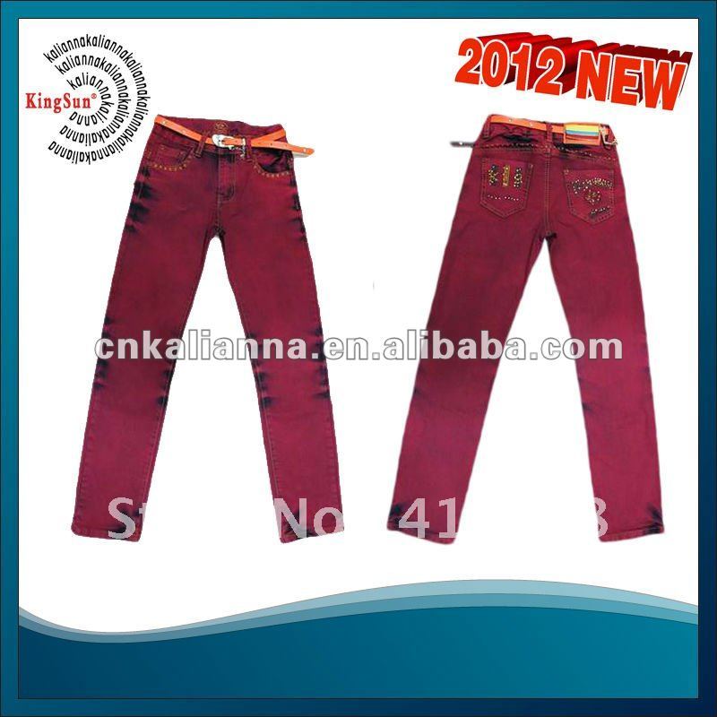 Free shipping by China air post 2012 Children clothing Colorful pants for girls jeans ky-34# 5pcs/lot Mix colors&sizes