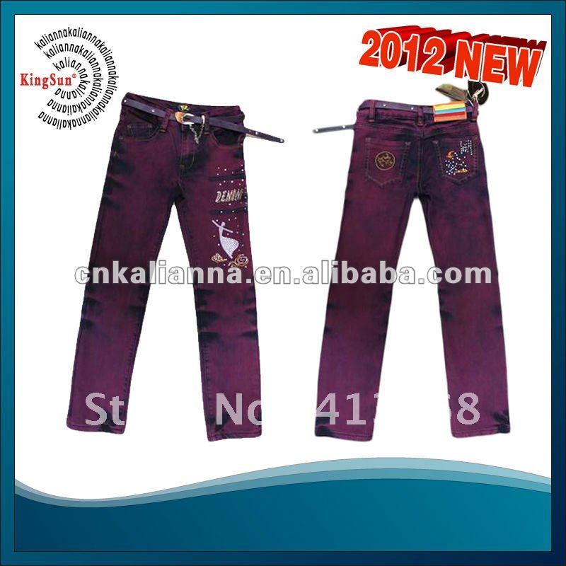 Free shipping by China air post 2012 Kid clothing wholesale price girls jeans ky-34# 5pcs/lot Mix colors&sizes