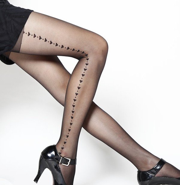Free shipping by CPAM 15D Women Stockings Ultrathin Jacquard weave heart line on the side