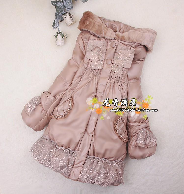 Free Shipping by CPAM 2012 female child long design down coat y675