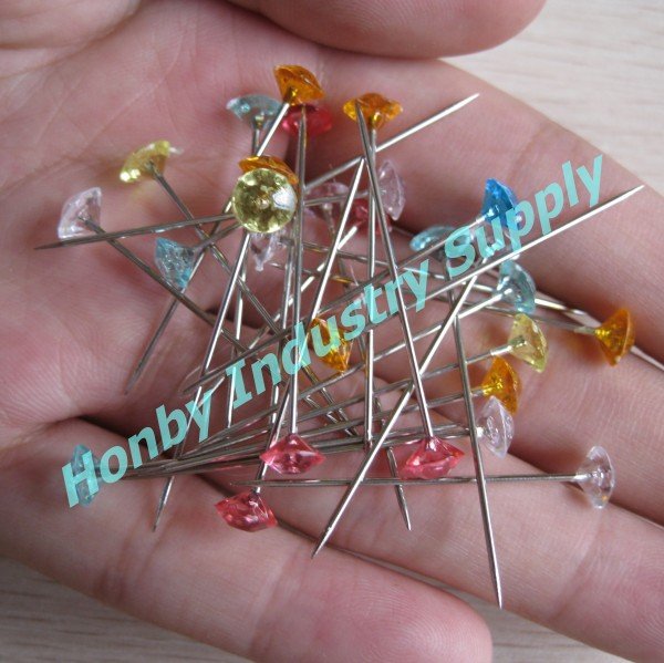 Free Shipping By DHL, TNT (200pcs/lot)Wedding Flower Used 1.5 inch Colored Crystal Diamante Pin