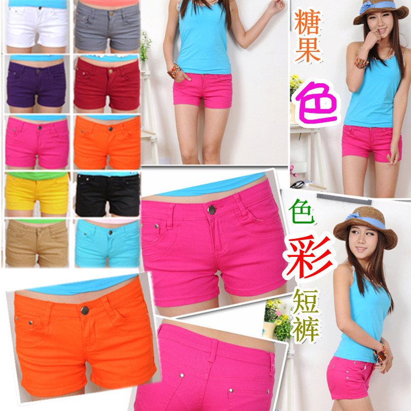 Free shipping by EMS 12 plus size denim summer shorts female candy color multicolour shorts