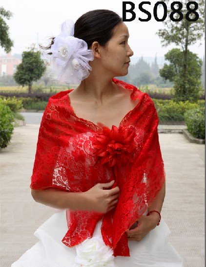 Free shipping by EMS,2011HOT Low-price,Wholesale/Retail High Quality,Wedding Cheongsam Jacket/Wraps,Red Bridal Lace Shawls BS088