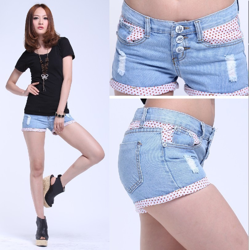 Free shipping by EMS 2012 summer roll-up hem mid waist denim shorts women's jeans