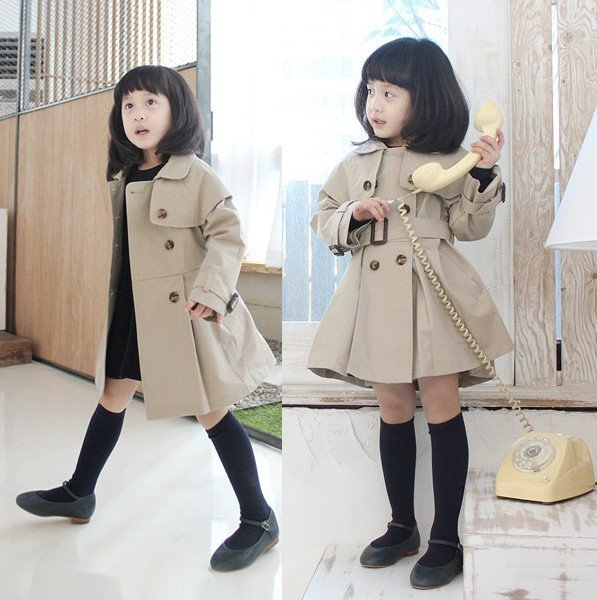 Free shipping by EMS 5pcs Children's autumn outfit baby long-sleeved cotton coats,girl's double-breasted outerwear,windbreaker