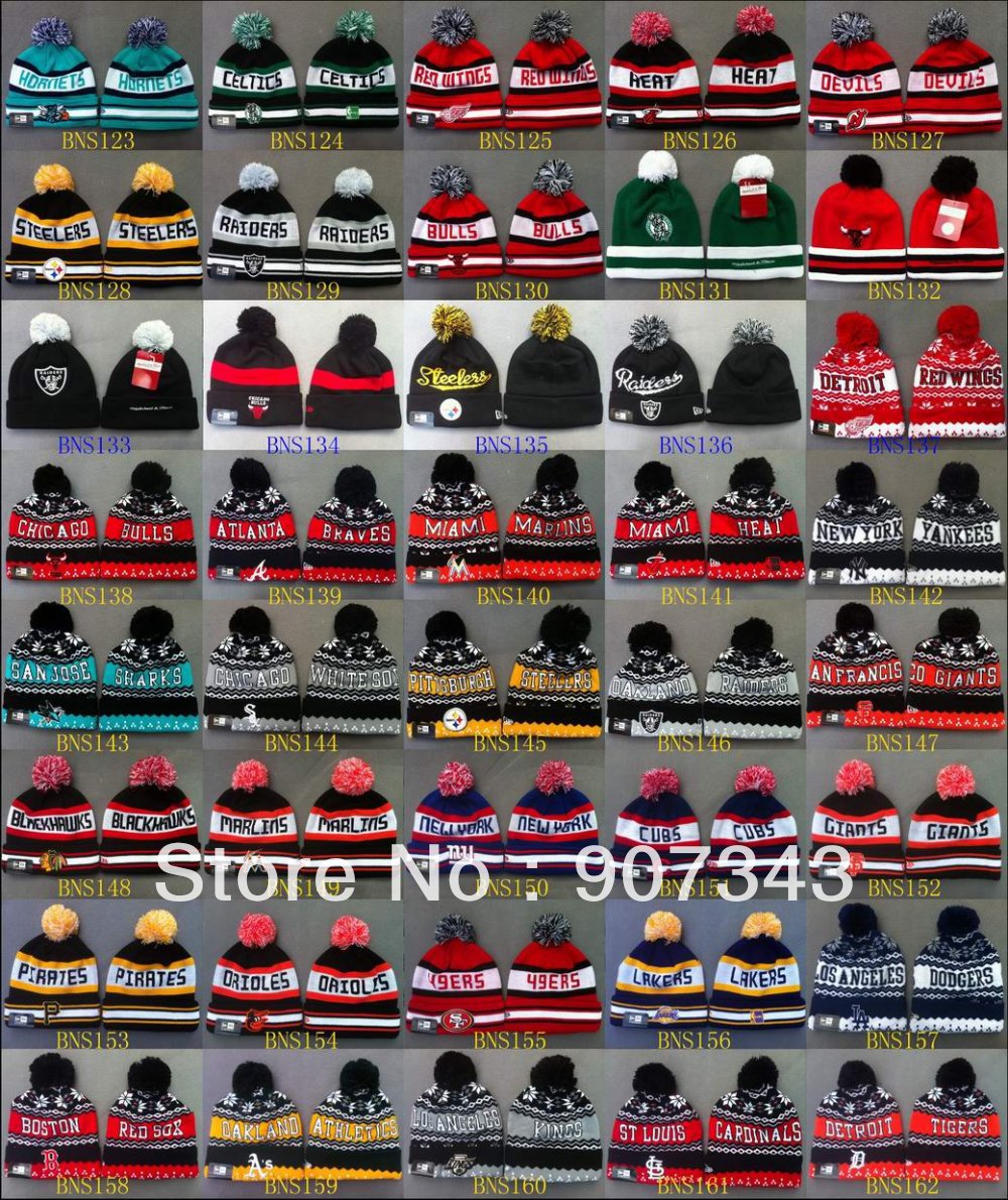 Free Shipping by EMS,High quality Knitted Cap,Sport Team Beanie,Men's Warm Cap,sports beanies cap,50pcs/lot,accept mix order