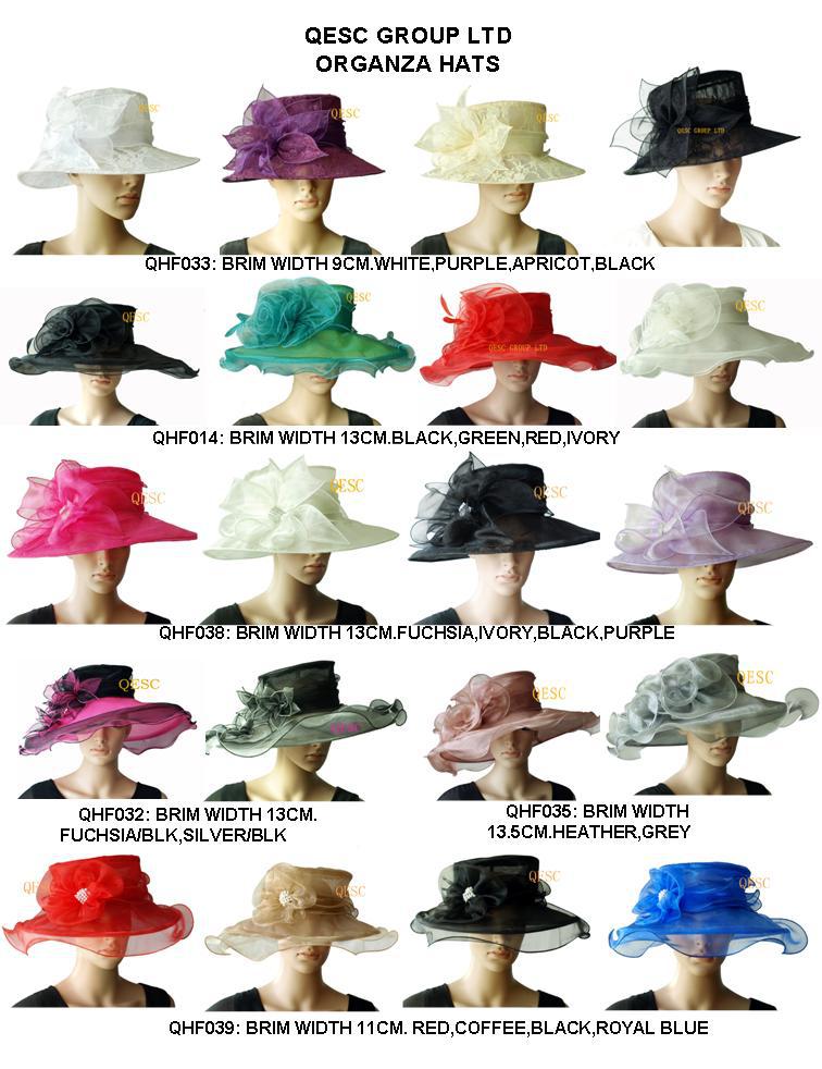 FREE SHIPPING BY EMS.Organza Hat  Bridal Hat for wedding/church/party/races,sell in mix style mix color,brim width in 9cm-13.5cm
