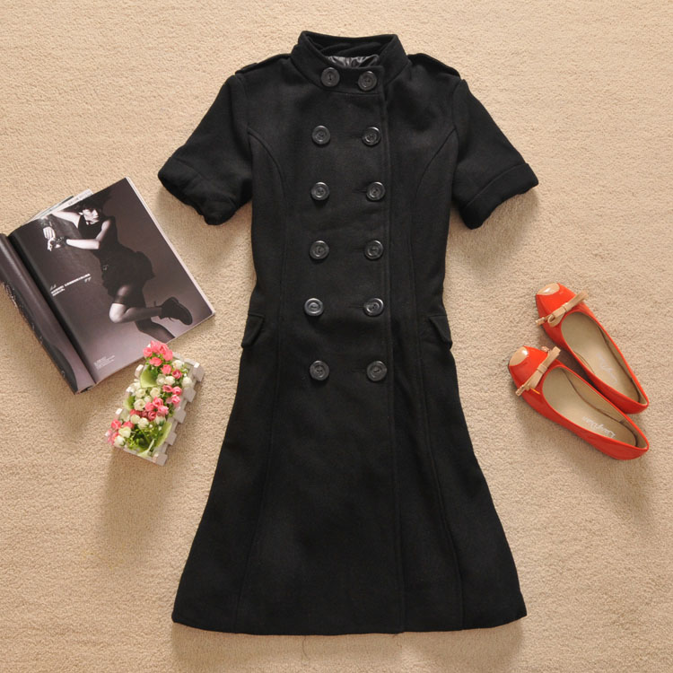 Free shipping! By42 2013 women's spring double breasted short-sleeve medium-long overcoat trench - 1.2