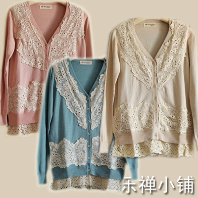 Free shipping C002 gentlewomen hydrotropic lace cardigan fresh 3 !